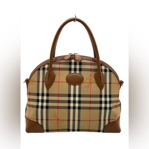 Burberry Tan and Brown Plaid Satchel